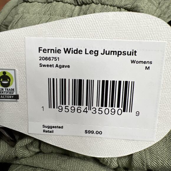 PraNa Women Fernie Wide Leg Jumpsuit Medium Sweet Agave Size M NWT $99 - Picture 11 of 16